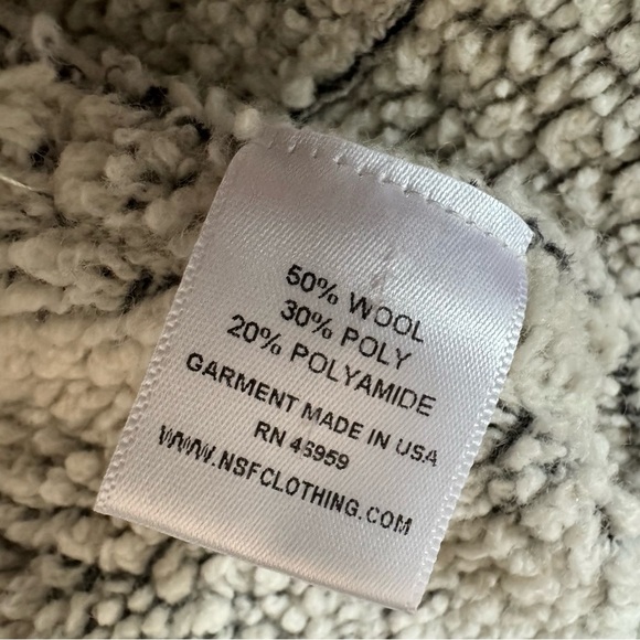 NSF Fleece Cut Off Jacket Gray Large Distressed Raw Edge Zip Closure - Picture 2 of 8